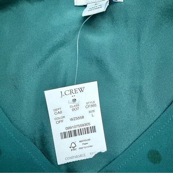 NWT J Crew Factory Women’s Green Dot Blouse with Sheer Sleeves - size large - Picture 3 of 9